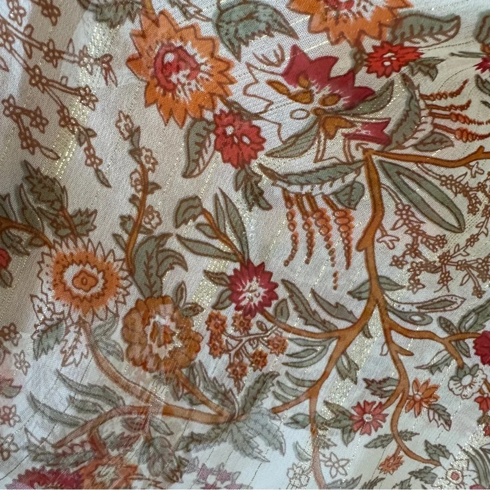 Miss June PARIS Helena boho peasant sheer floral tassel tie blouse OSFM - Picture 12 of 15